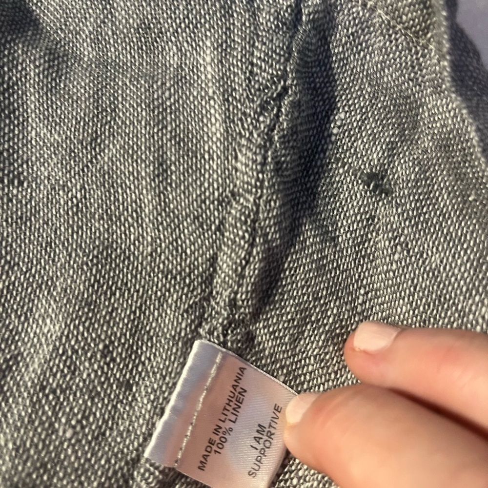 Flax mini dress Lithuanian linen minimalist grey neutral wardrobe staple - Picture 5 of 5